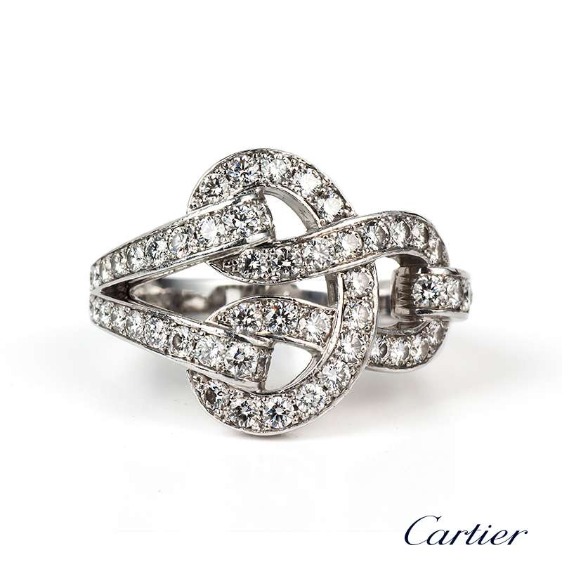 18WG Cartier Agrafe Diamond Pave Ring N4208852